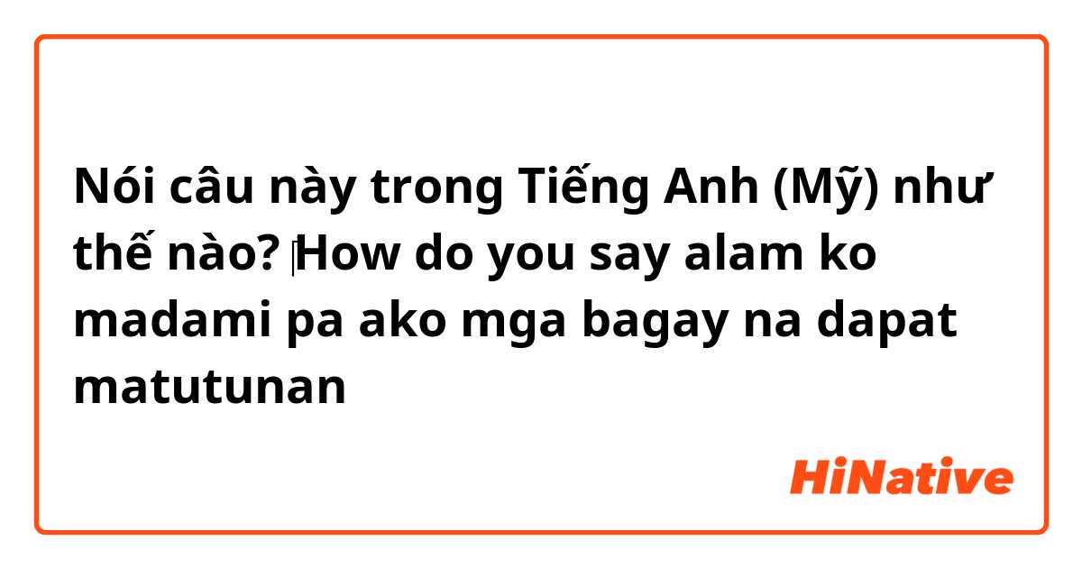 Nói câu này trong Tiếng Anh (Mỹ) như thế nào? ‎How do you say alam ko madami pa ako mga bagay na dapat matutunan