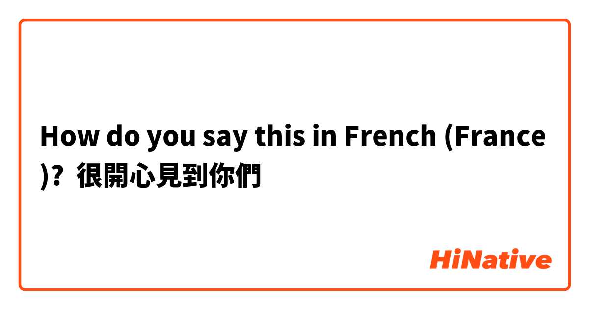 How do you say this in French (France)? 很開心見到你們