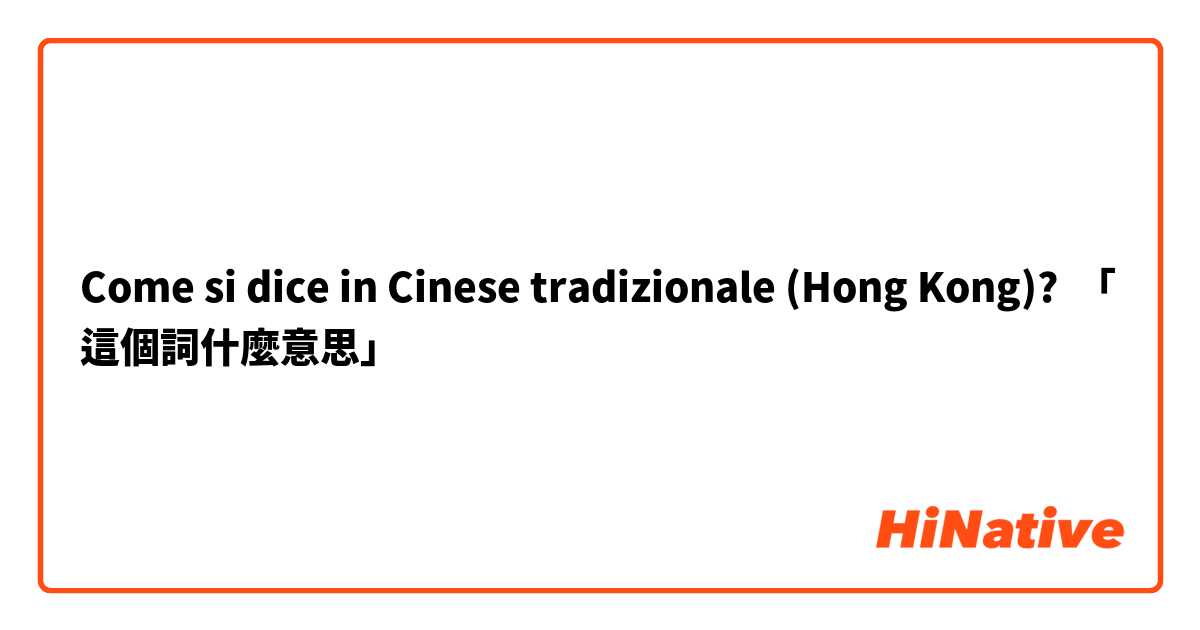 Come si dice in Cinese tradizionale (Hong Kong)? 「這個詞什麼意思」