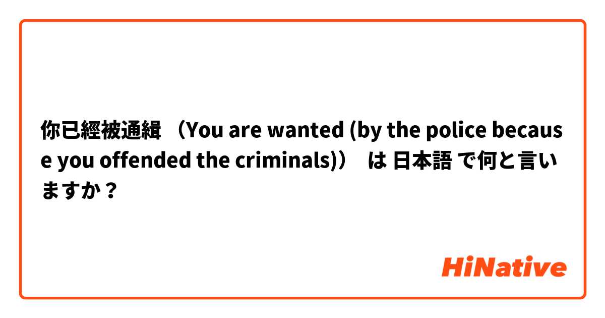 你已經被通緝 （You are wanted (by the police because you offended the criminals)） は 日本語 で何と言いますか？
