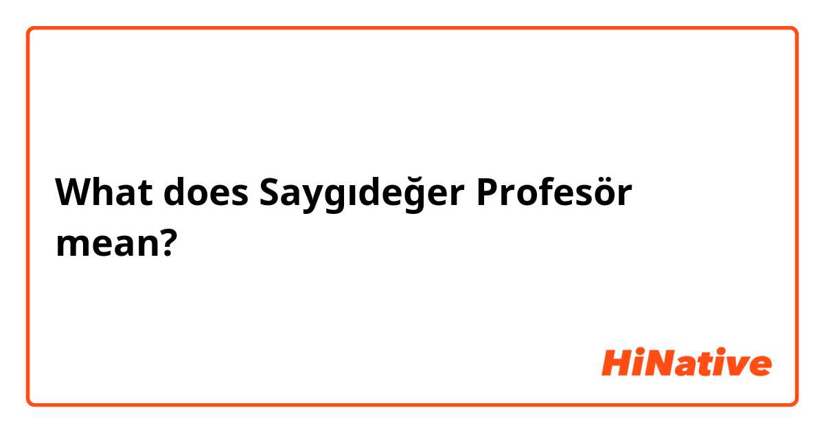 What does Saygıdeğer Profesör mean?