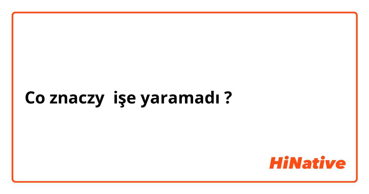 Co znaczy işe yaramadı?