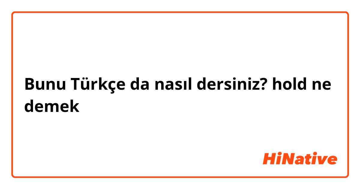 Bunu Türkçe da nasıl dersiniz? hold ne demek