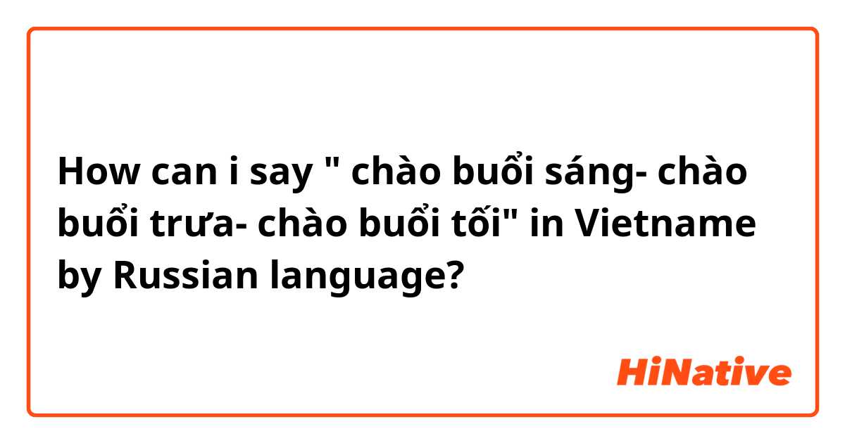 How can i say " chào buổi sáng- chào buổi trưa- chào buổi tối" in Vietname by Russian language?