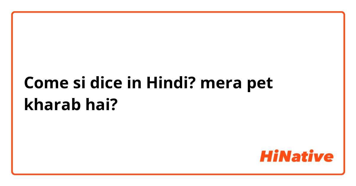 Come si dice in Hindi? mera pet kharab hai?
