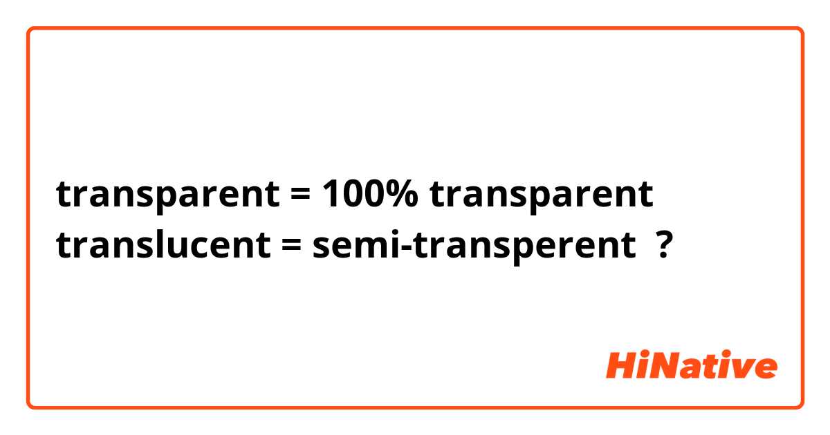 transparent = 100% transparent
translucent = semi-transperent  ?