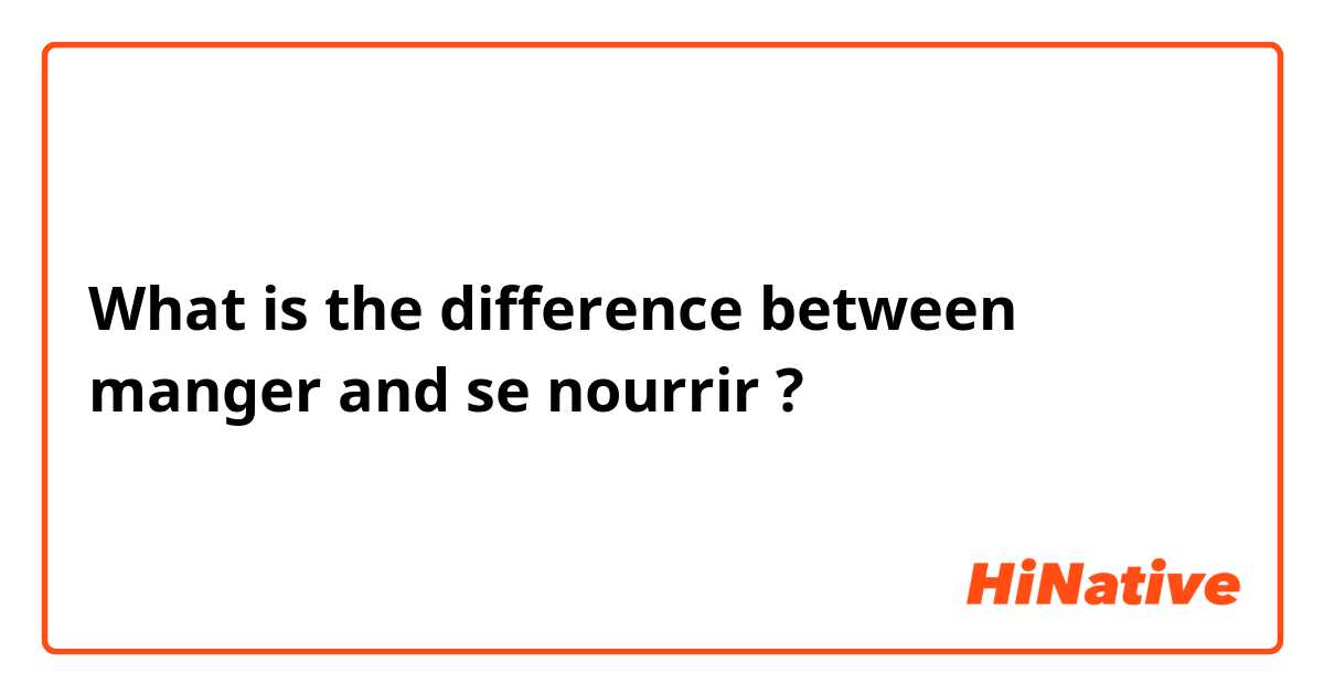 What is the difference between manger and se nourrir  ?