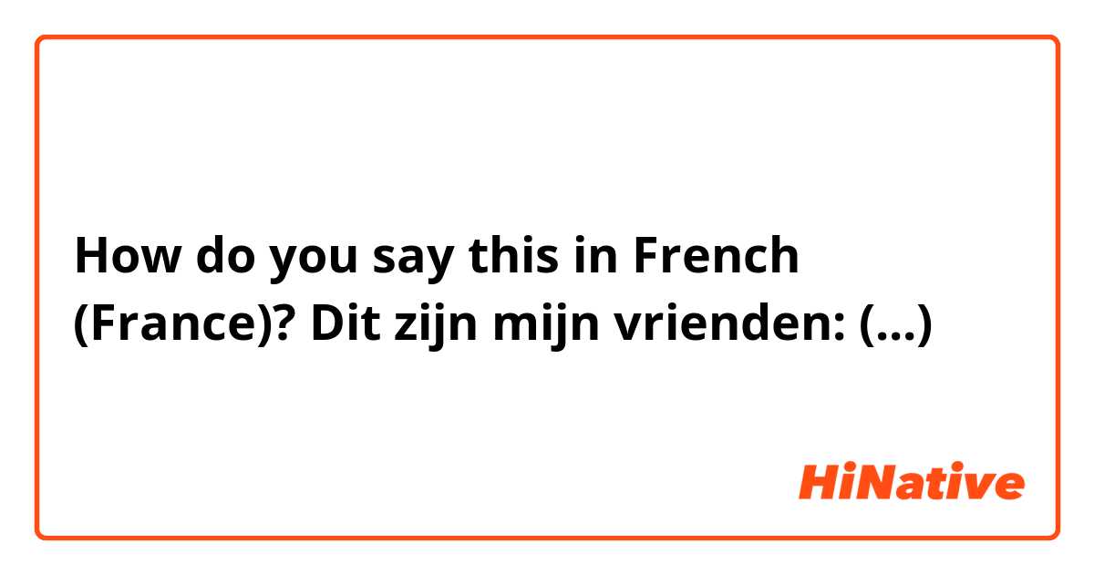 How do you say this in French (France)? Dit zijn mijn vrienden: (...)