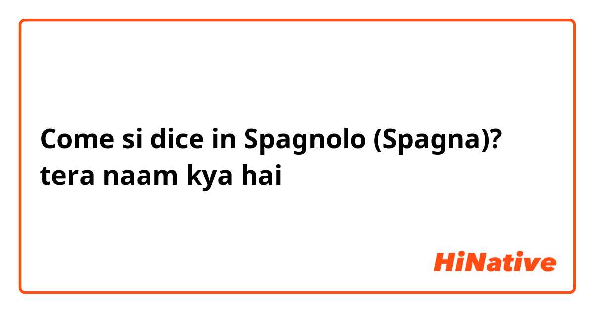 Come si dice in Spagnolo (Spagna)? tera naam kya hai