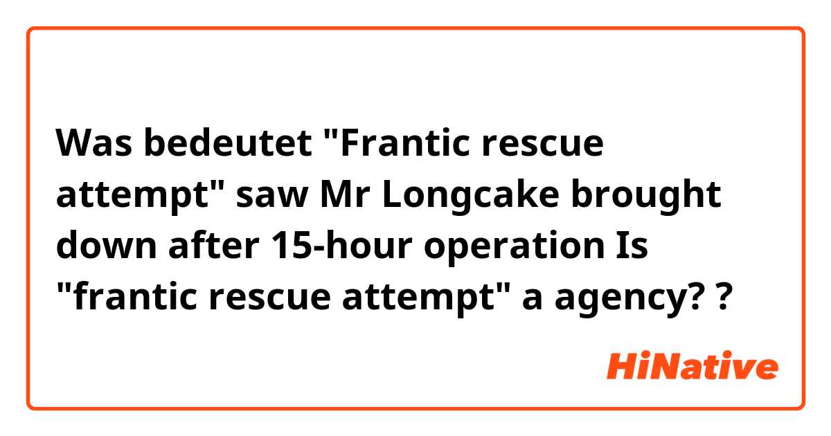 Was bedeutet "Frantic rescue attempt" saw Mr Longcake brought down after 15-hour operation

Is "frantic rescue attempt" a agency??