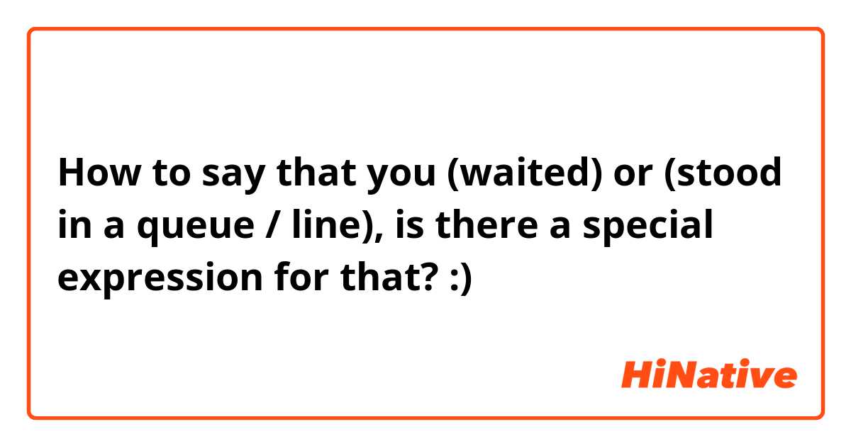 How to say that you (waited) or (stood in a queue / line), is there a special expression for that? :)