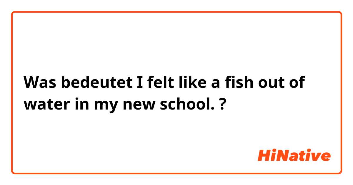 Was bedeutet I felt like a fish out of water in my new school.?