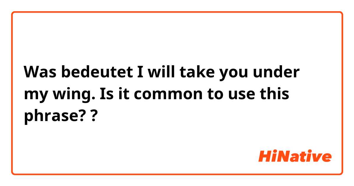 Was bedeutet I will take you under my wing.

Is it common to use this phrase? ?