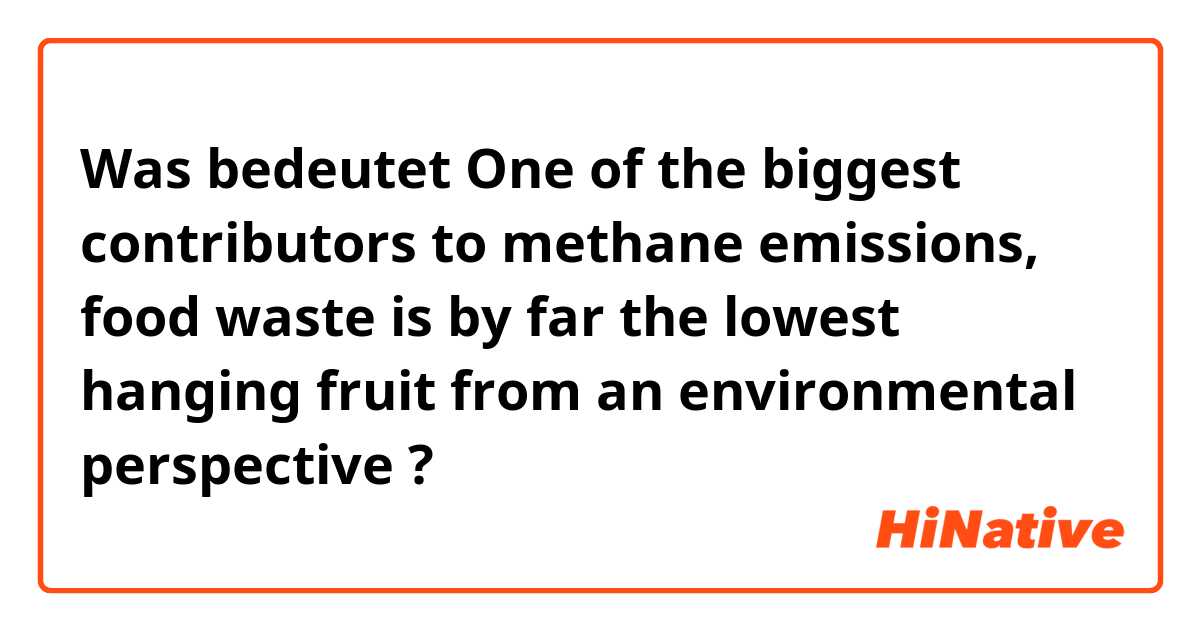 Was bedeutet One of the biggest contributors to methane emissions, food waste is by far the lowest hanging fruit from an environmental perspective?