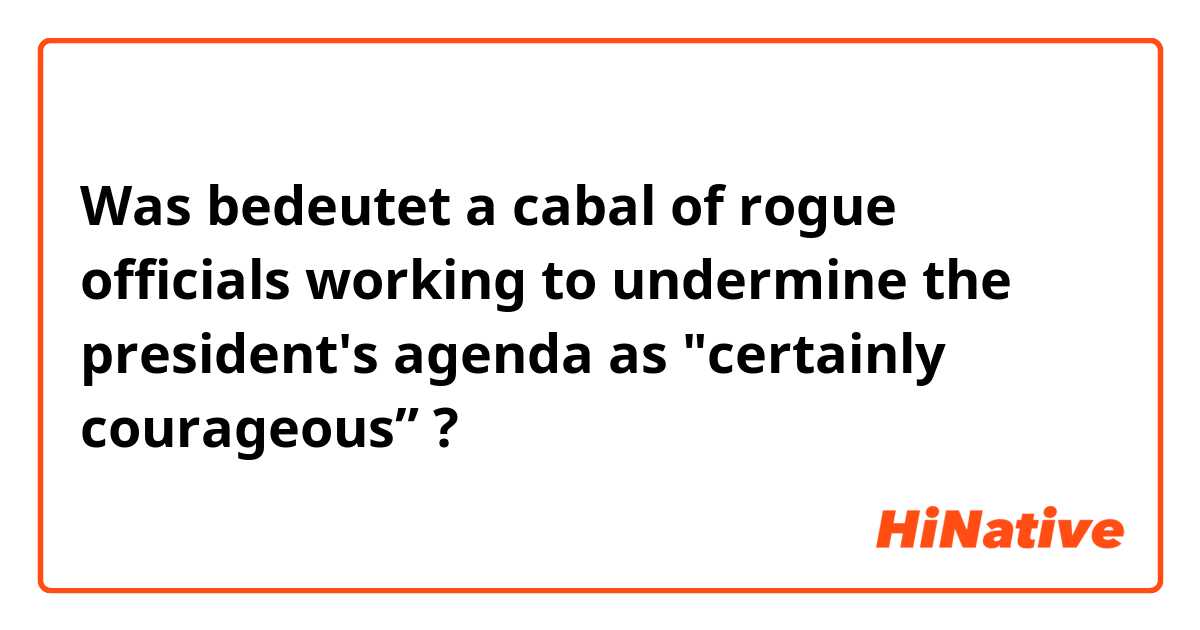 Was bedeutet a cabal of rogue officials working to undermine the president's agenda as "certainly courageous”?