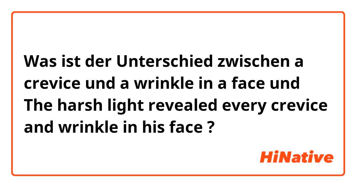 Was ist der Unterschied zwischen a crevice und a wrinkle in a face und The harsh light revealed every crevice and wrinkle in his face ?