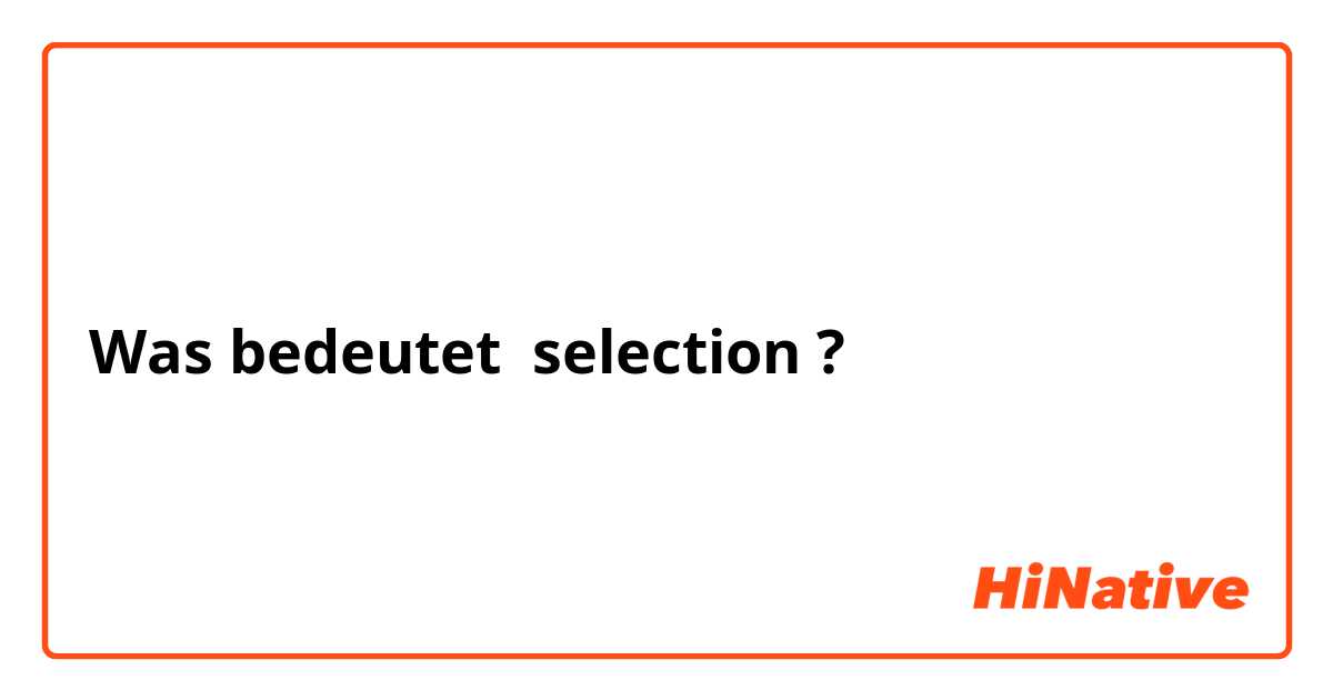 Was bedeutet selection?