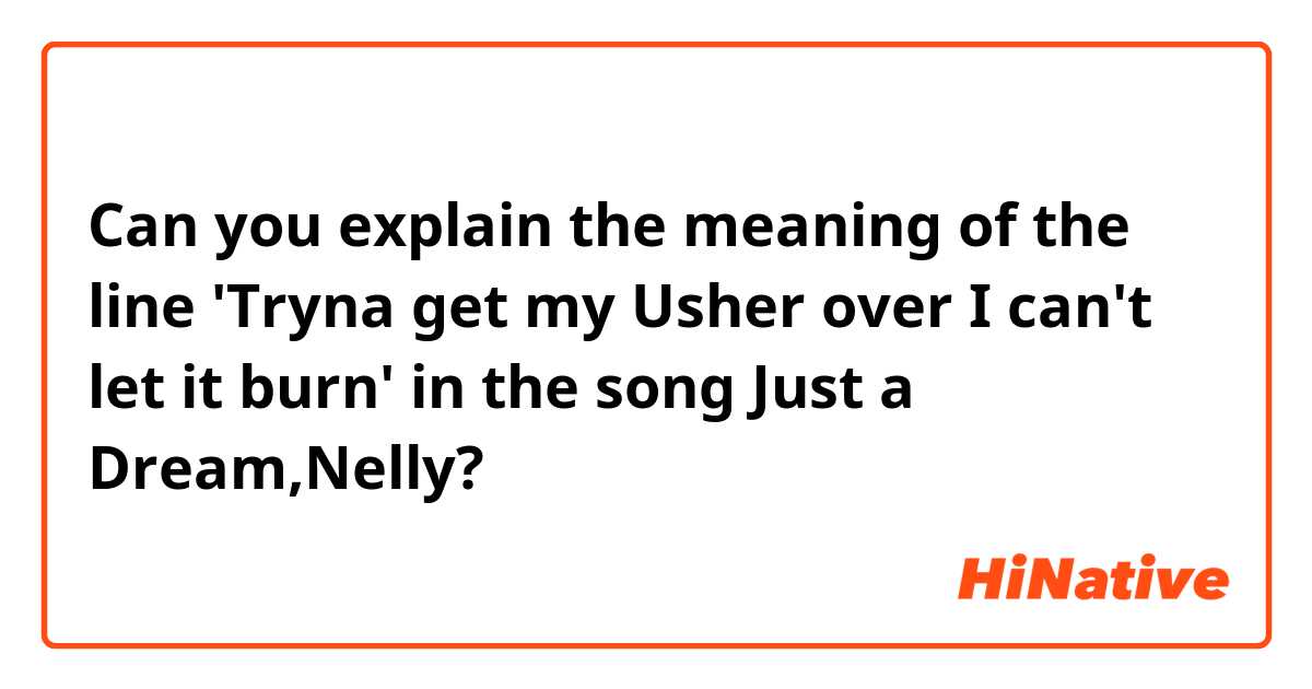Can you explain the meaning of the line 'Tryna get my Usher over I can't let it burn' in the song Just a Dream,Nelly?