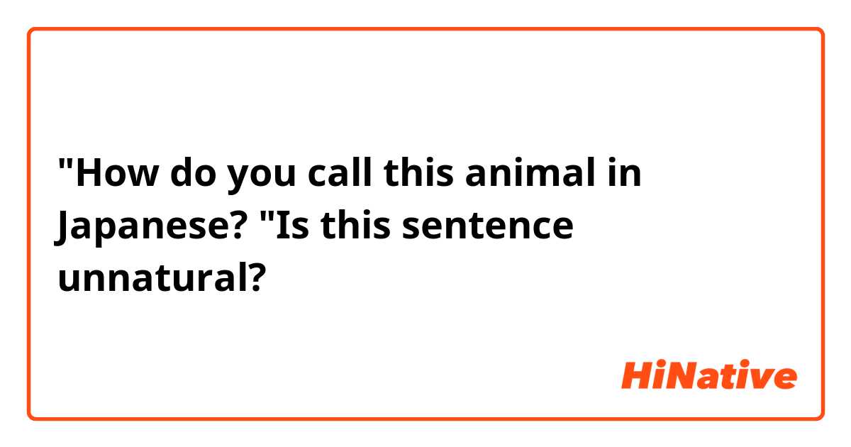 "How do you call this animal in Japanese? "Is this sentence unnatural?