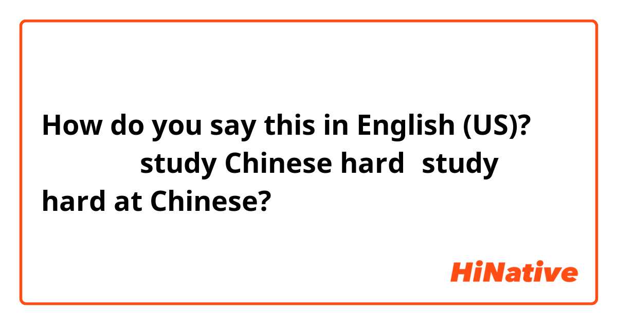 How do you say this in English (US)? 努力学中文：study Chinese hard？study hard at Chinese?