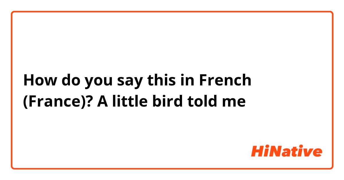How do you say this in French (France)? A little bird told me