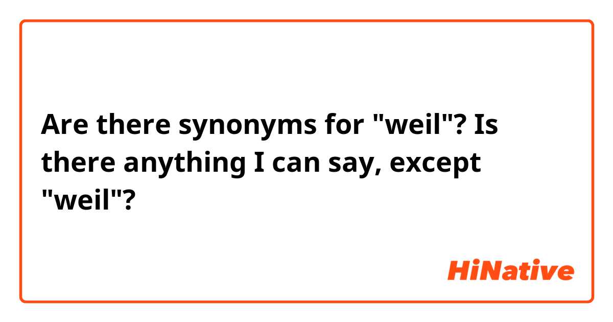Are there synonyms for "weil"? Is there anything I can say, except "weil"? 
