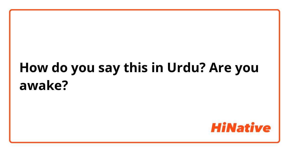 How do you say this in Urdu? Are you awake?