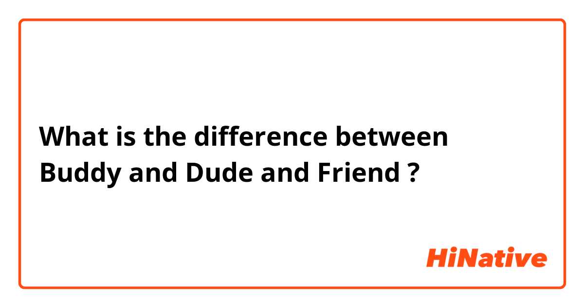 What is the difference between Buddy and Dude and Friend ?