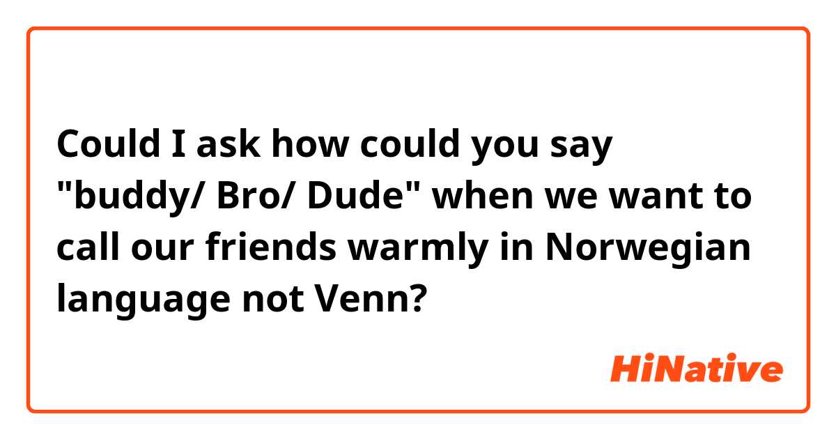Could I ask how could you say "buddy/ Bro/ Dude" when we want to call our friends warmly in Norwegian language not Venn?