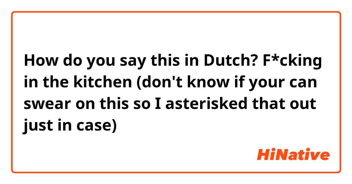How do you say this in Dutch? F*cking in the kitchen (don't know if your can swear on this so I asterisked that out just in case)