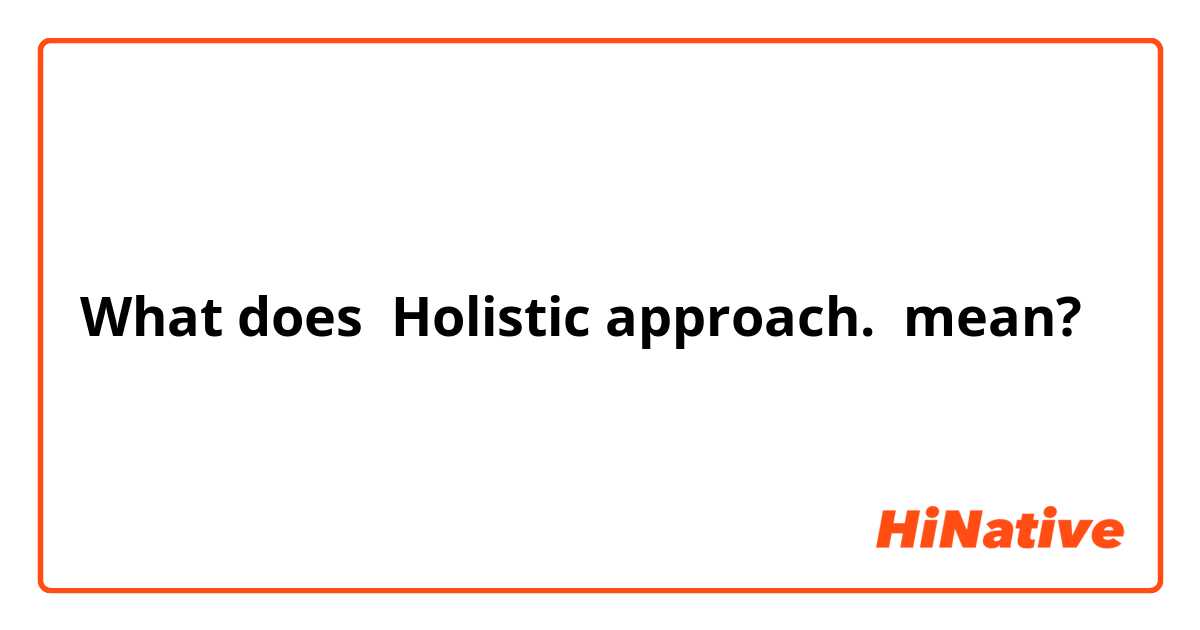 What does Holistic approach. mean?