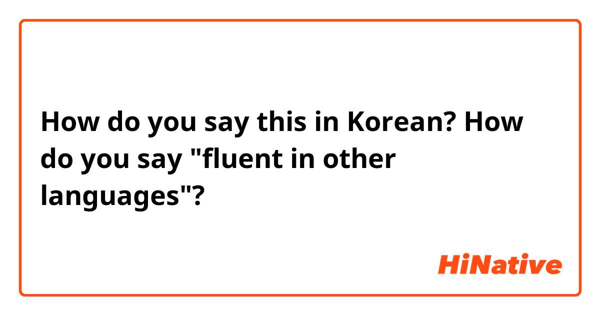 How do you say this in Korean? How do you say "fluent in other languages"?