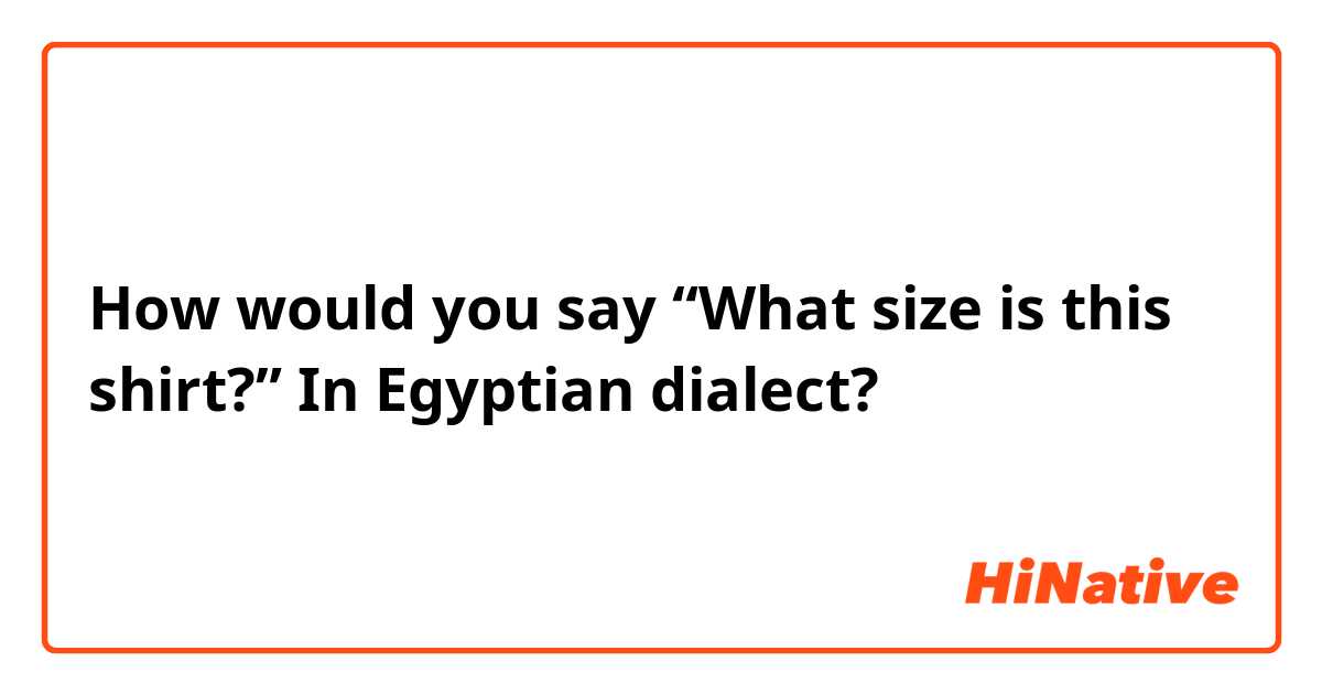 How would you say “What size is this shirt?” In Egyptian dialect?
