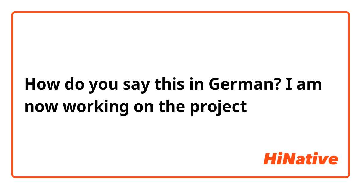 How do you say this in German? I am now working on the project