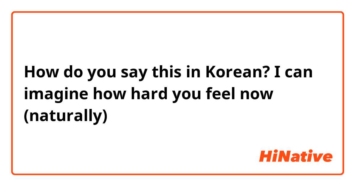How do you say this in Korean? I can imagine how hard you feel now (naturally)