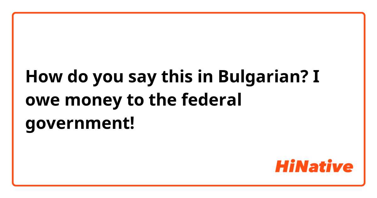 How do you say this in Bulgarian? I owe money to the federal government!