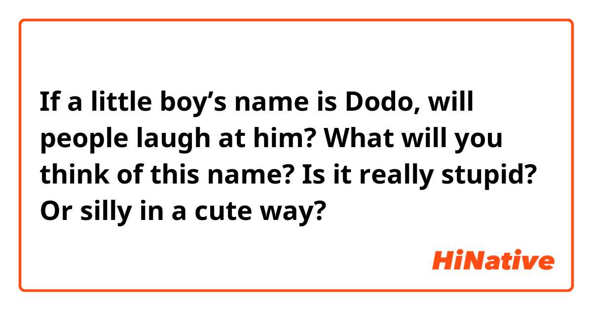 If a little boy’s name is Dodo, will people laugh at him? What will you think of this name? Is it really stupid? Or silly in a cute way?