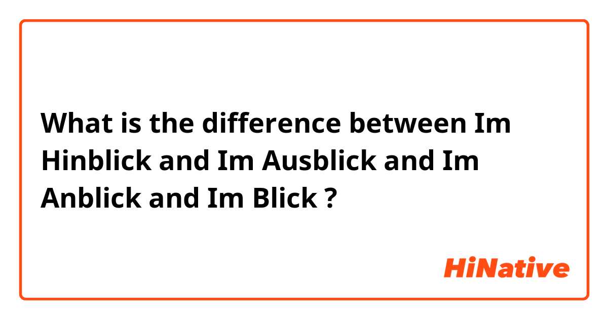 What is the difference between Im Hinblick and Im Ausblick and Im Anblick and Im Blick ?