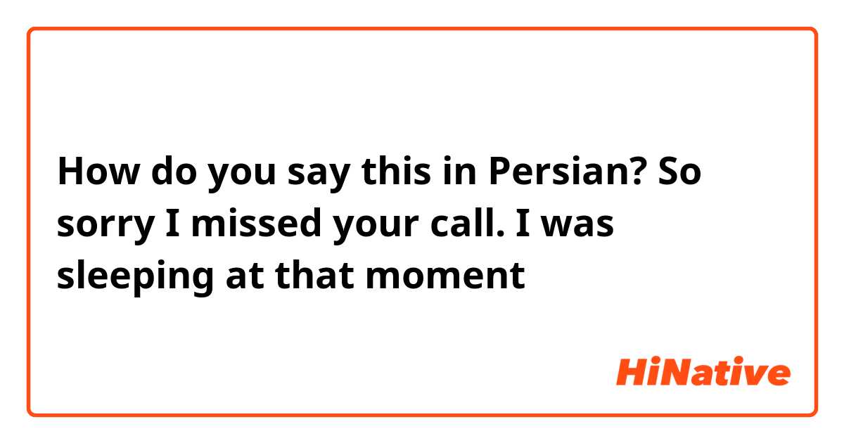 How do you say this in Persian? So sorry I missed your call. I was sleeping at that moment