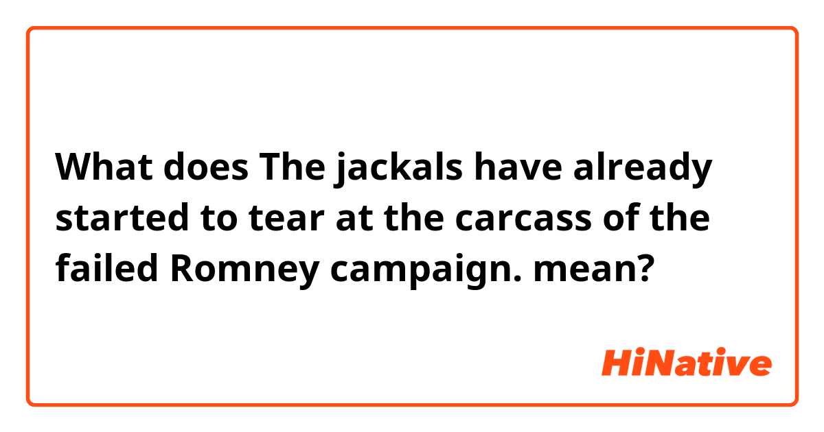 What does The jackals have already started to tear at the carcass of the failed Romney campaign.  mean?