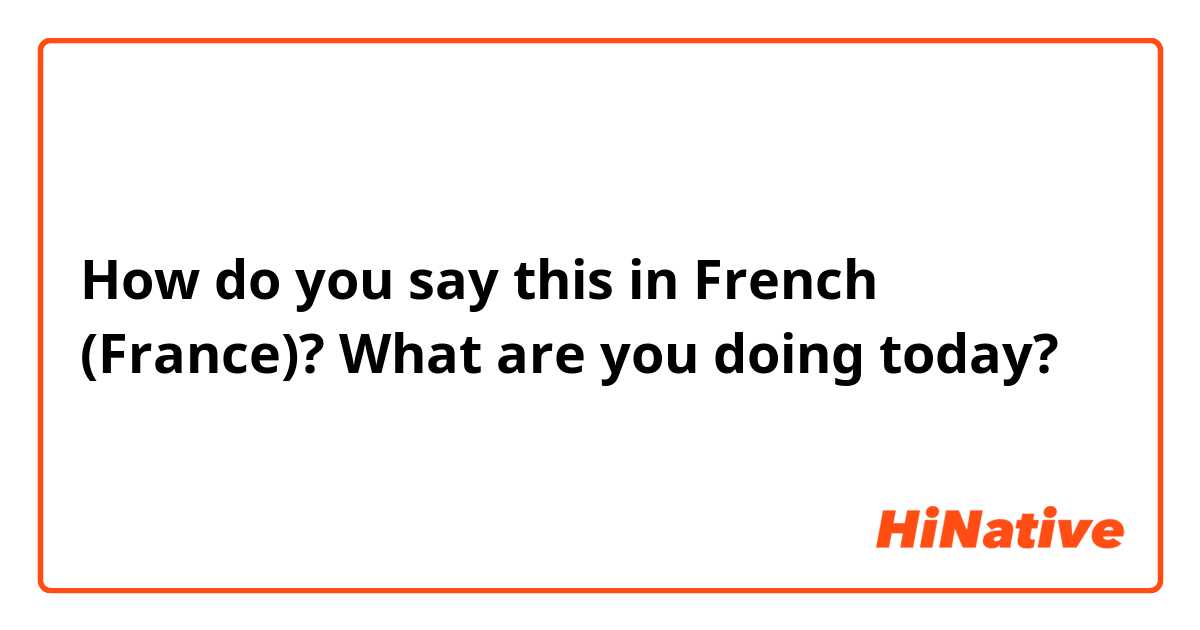 How do you say this in French (France)? What are you doing today?