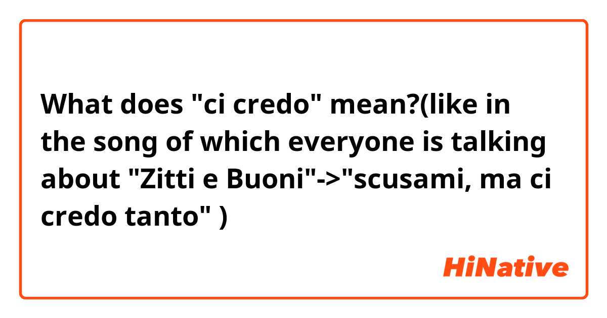 What does "ci credo" mean?(like in the song of which everyone is talking about "Zitti e Buoni"->"scusami, ma ci credo tanto" 😁)