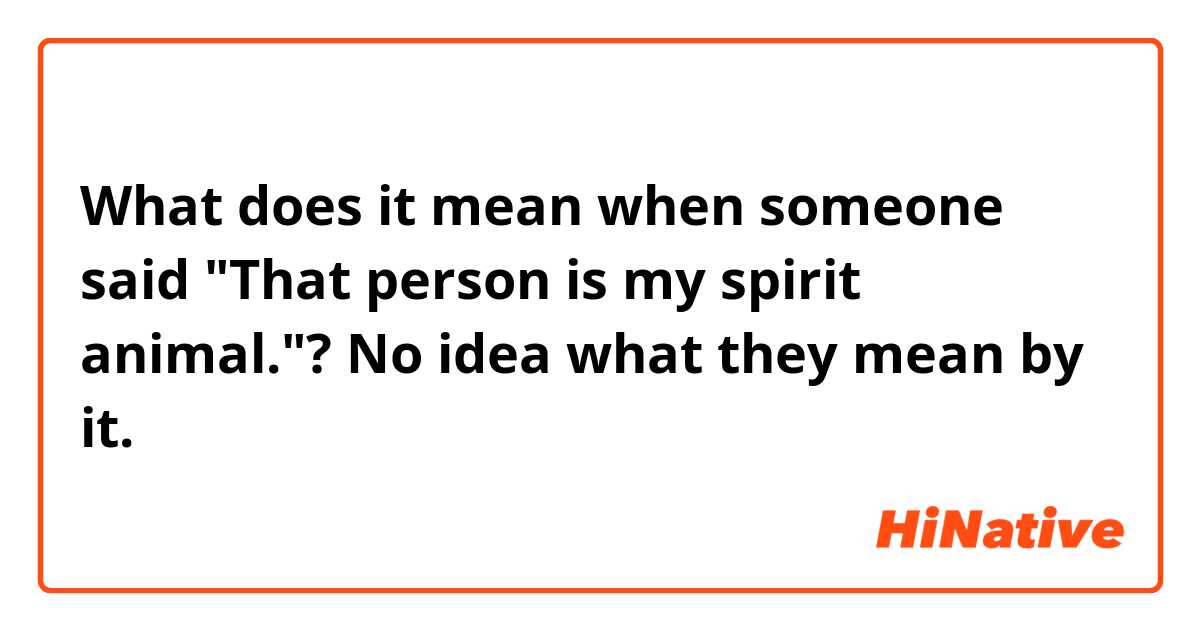 What does it mean when someone said "That person is my spirit animal."?
No idea what they mean by it.