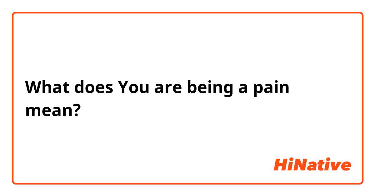 What does You are being a pain mean?