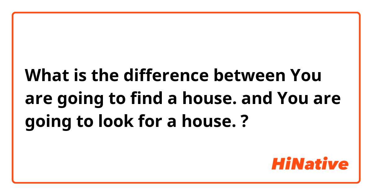 What is the difference between You are going to find a house. and You are going to look for a house. ?