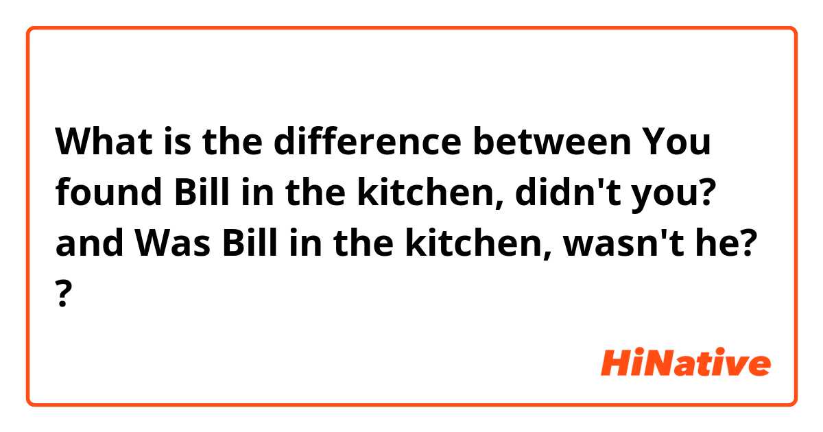 What is the difference between You found Bill in the kitchen, didn't you?  and Was Bill in the kitchen, wasn't he?  ?