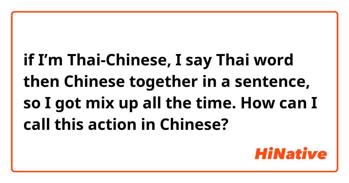 if I’m Thai-Chinese, I say Thai word then Chinese together in a sentence, so I got mix up all the time. How can I call this action in Chinese?