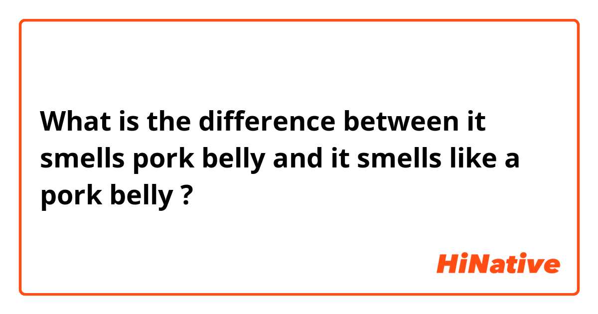 What is the difference between it smells pork belly  and it smells like a pork belly  ?