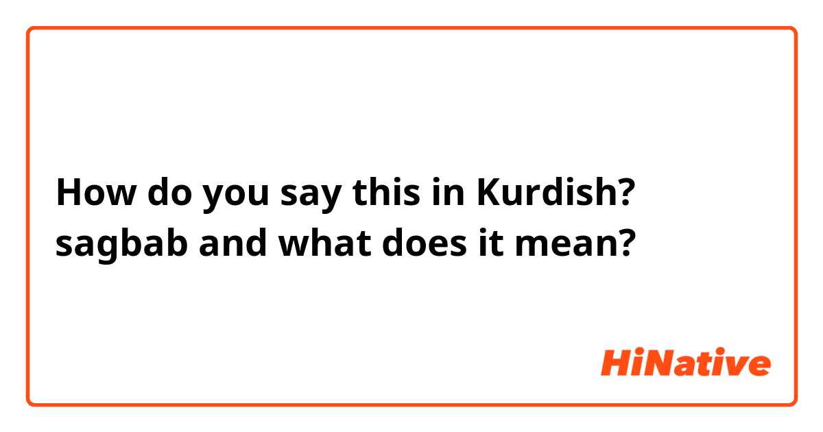 How do you say this in Kurdish? sagbab and what does it mean? 