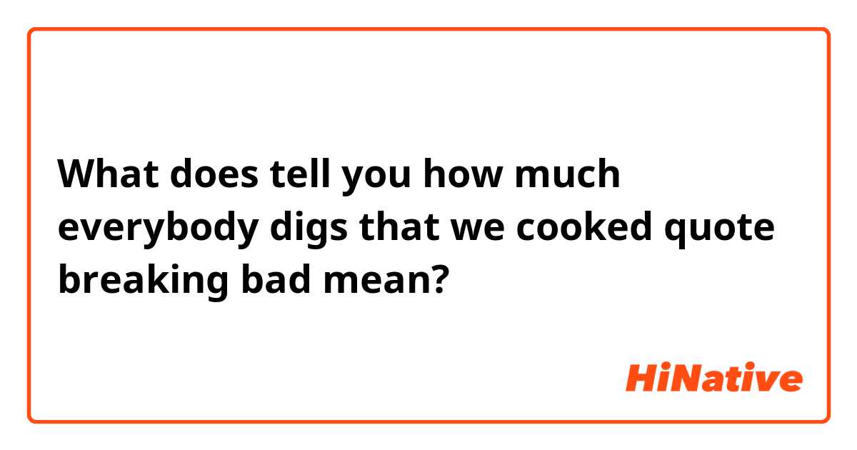 What does tell you how much everybody digs that we cooked   quote breaking bad mean?
